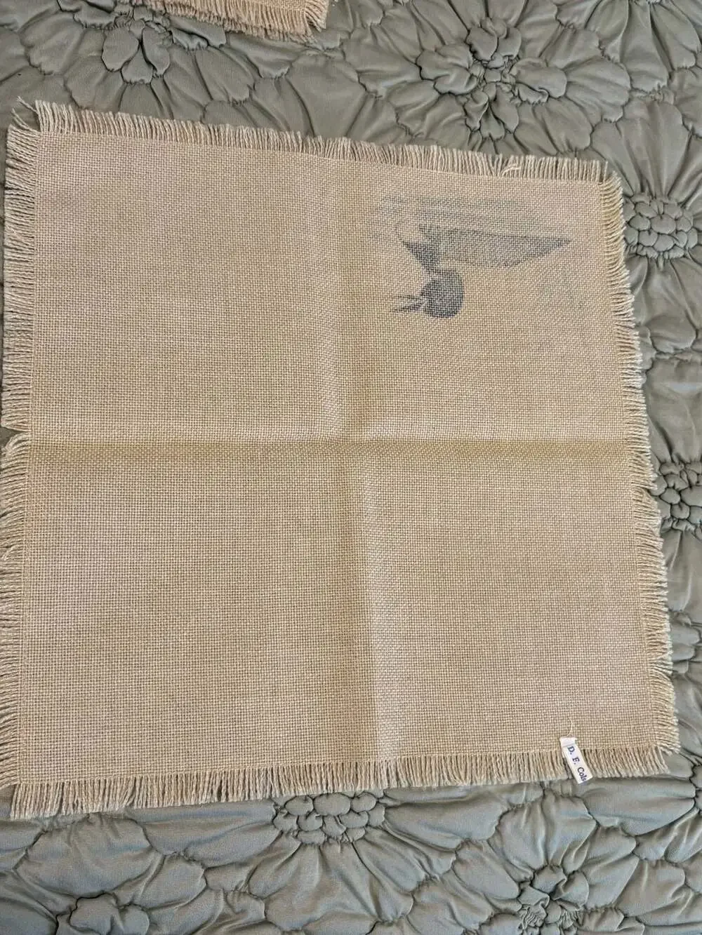 D.F. Colson Loon Placemat and Napkin Set Tan Fringe 1986